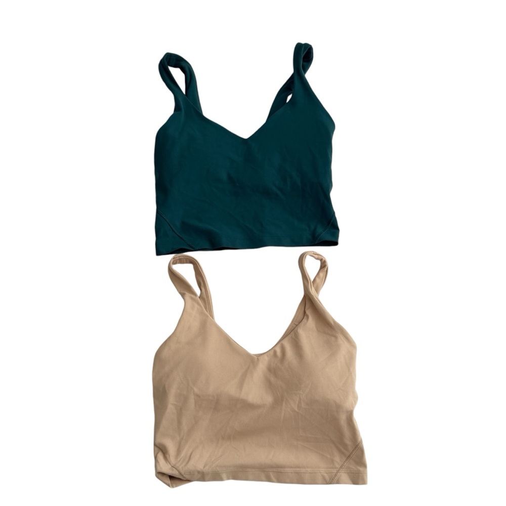 Lululemon Woman's Size 2 LOT Of Two Green And Tan Sports Bras Activewear